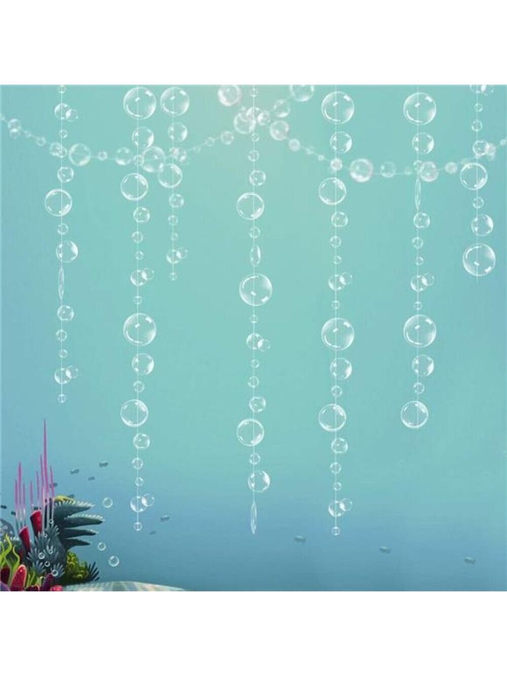 Under the sea party decorations white bubble garland mermaid ocean backdrop